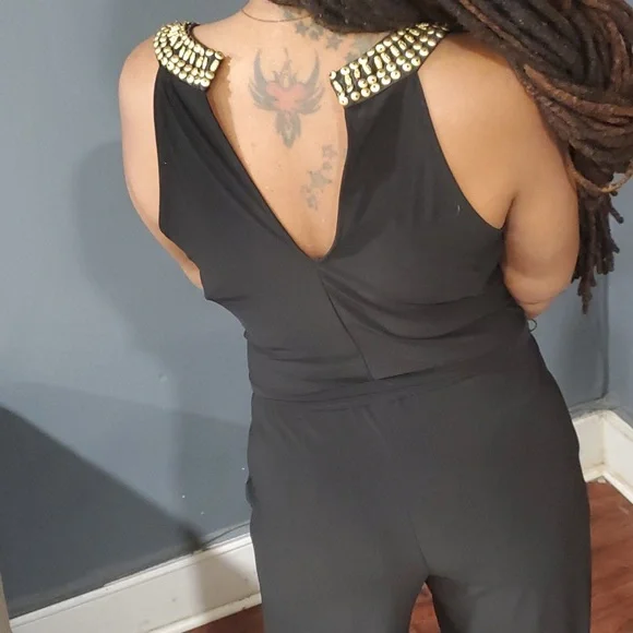 Bisou Bisou black wide leg jumpsuit rompers size 8 - Picture 11 of 13